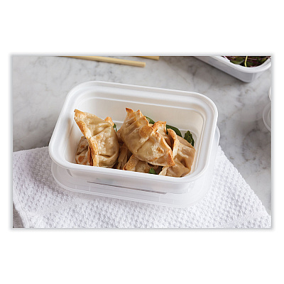 Pactiv Evergreen Newspring VERSAtainer Microwavable Containers, Rectangular, 12 oz, 4.5 x 5.5 x 2.12, White/Clear, Plastic, 150/Carton (PCTNC818)