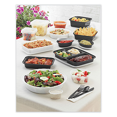 Pactiv Evergreen Newspring VERSAtainer Microwavable Containers, Round, 35 oz, 8 x 8 x 2.5, White/Clear, Plastic, 150/Carton (PCTNC737)