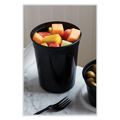 Pactiv Evergreen Newspring DELItainer Microwavable Container, 32 oz, 4.55 x 4.55 x 5.55, Black/Clear, Plastic, 240/Carton (PCTYSD2532B)