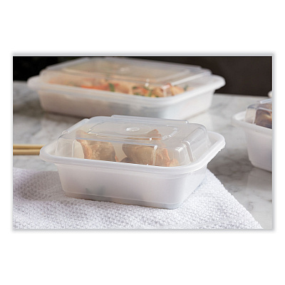 Pactiv Evergreen Newspring VERSAtainer Microwavable Containers, Rectangular, 12 oz, 4.5 x 5.5 x 2.12, White/Clear, Plastic, 150/Carton (PCTNC818)