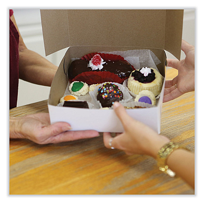 SCT Bakery Boxes, Standard, 7 x 7 x 3, White, Paper, 250/Carton (SCH1517)