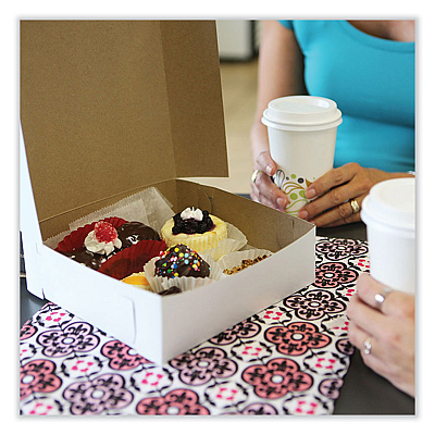 SCT Bakery Boxes, Standard, 12 x 12 x 4, White, Paper, 100/Carton (SCH1585)