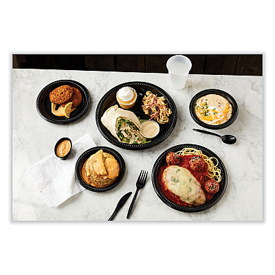 Pactiv Evergreen Meadoware Impact Plastic Dinnerware, Plate, 6" dia, Black, 1,000/Carton (PCTYMI6E)