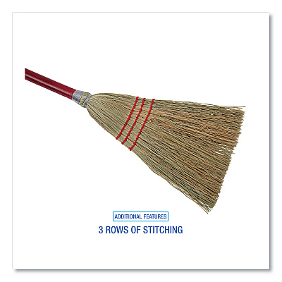 Boardwalk Corn Fiber Lobby/Toy Broom, Corn Fiber Bristles, 39" Overall Length, Red (BWK951TEA)