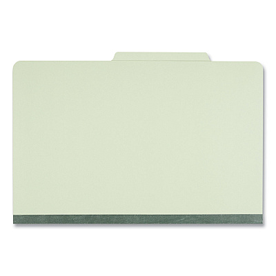Universal Six-Section Pressboard Classification Folders, 2" Expansion, 2 Dividers, 6 Fasteners, Legal Size, Green Exterior, 10/Box (UNV10281)