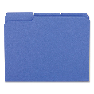 Universal Reinforced Top-Tab File Folders, 1/3-Cut Tabs: Assorted, Letter Size, 1" Expansion, Blue, 100/Box (UNV16161)