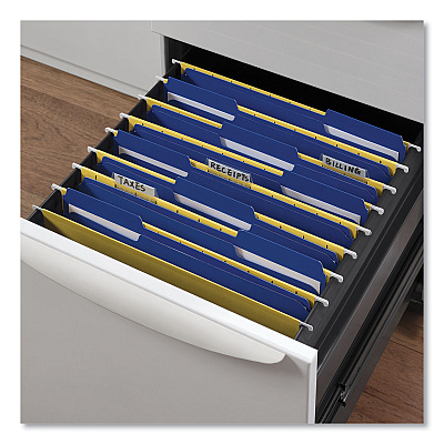 Universal Reinforced Top-Tab File Folders, 1/3-Cut Tabs: Assorted, Letter Size, 1" Expansion, Blue, 100/Box (UNV16161)