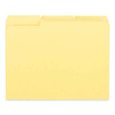 Universal Reinforced Top-Tab File Folders, 1/3-Cut Tabs: Assorted, Letter Size, 1" Expansion, Yellow, 100/Box (UNV16164)