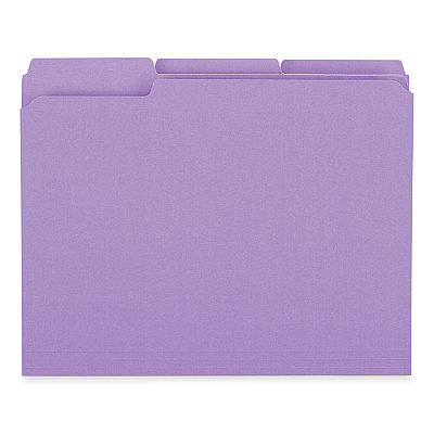 Universal Reinforced Top-Tab File Folders, 1/3-Cut Tabs: Assorted, Letter Size, 1" Expansion, Violet, 100/Box (UNV16165)