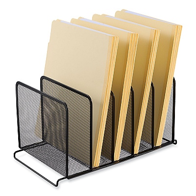 Universal Deluxe Mesh Stacking Sorter, 5 Sections, Letter to Legal Size Files, 14.63" x 8.13" x 7.5", Black (UNV20001)