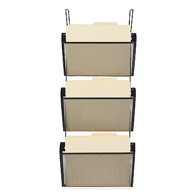 Universal Mesh Three-Pack Wall Files, 3 Sections, Letter Size, 14.13" x 3.38" x 8.5", Black (UNV20011)
