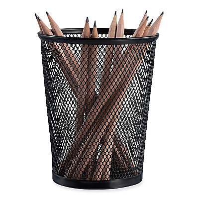 Universal Jumbo Steel Mesh Pencil Cup, 4.38" Diameter x 5.38"h, Black (UNV20013)
