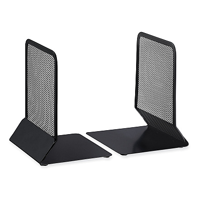 Universal Metal Mesh Bookends, Nonskid, 5.38 x 5.38 x 6.75, Black, 1 Pair (UNV20025)