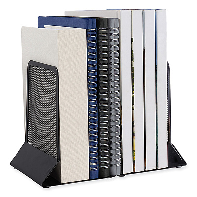 Universal Metal Mesh Bookends, Nonskid, 5.38 x 5.38 x 6.75, Black, 1 Pair (UNV20025)