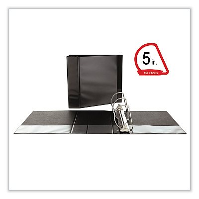 Universal Slant D-Ring View Binder, 3 Rings, 5" Capacity, 11 x 8.5, Black (UNV20998)