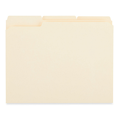 Universal Reinforced Top Tab File Folders, 1/3-Cut Tabs: Assorted, Letter Size, 0.75" Expansion, Manila, 250/Carton (UNV18102)
