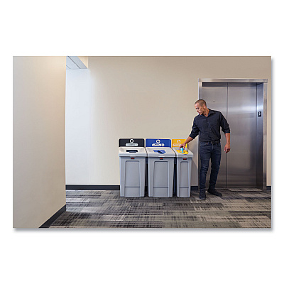 Rubbermaid Commercial Slim Jim Recycling Station 1-Stream, Landfill Recycling Station, 33 gal, Resin, Gray (RCP2171554)