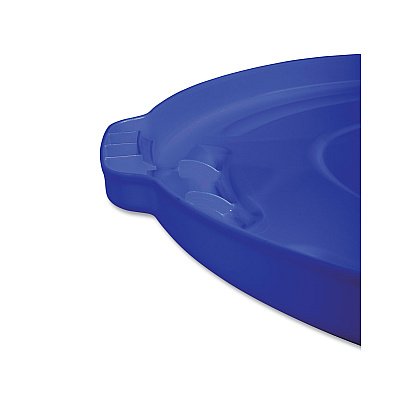 Rubbermaid Commercial BRUTE Self-Draining Flat Top Lids for 32 gal Round BRUTE Containers, 22.25" Diameter, Blue (RCP263100BE)