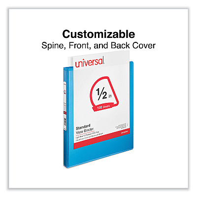 Universal Slant D-Ring View Binder, 3 Rings, 0.5" Capacity, 11 x 8.5, Light Blue (UNV20703)