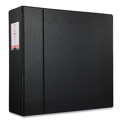 Universal Deluxe Non-View D-Ring Binder with Label Holder, 3 Rings, 4" Capacity, 11 x 8.5, Black (UNV20706)