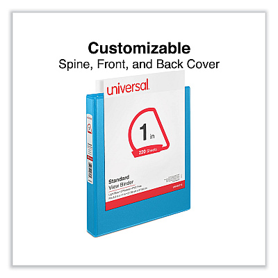 Universal Slant D-Ring View Binder, 3 Rings, 1" Capacity, 11 x 8.5, Light Blue (UNV20713)
