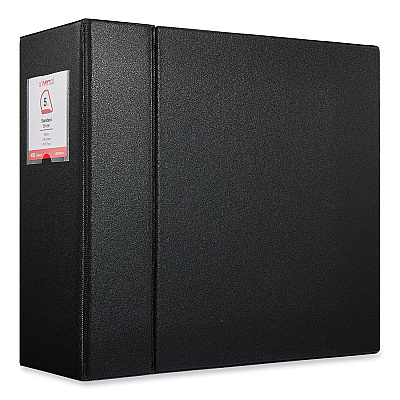 Universal Deluxe Non-View D-Ring Binder with Label Holder, 3 Rings, 5" Capacity, 11 x 8.5, Black (UNV20714)