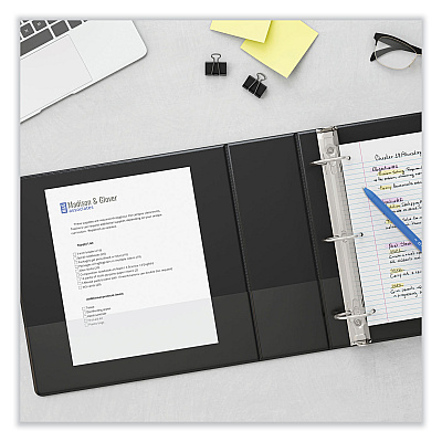 Universal Deluxe Non-View D-Ring Binder with Label Holder, 3 Rings, 5" Capacity, 11 x 8.5, Black (UNV20714)