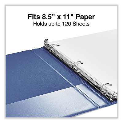 Universal Slant D-Ring View Binder, 3 Rings, 0.5" Capacity, 11 x 8.5, Navy Blue (UNV20717)