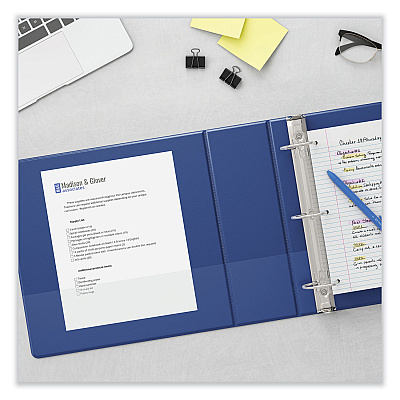 Universal Slant D-Ring View Binder, 3 Rings, 1.5" Capacity, 11 x 8.5, Navy Blue (UNV20718)