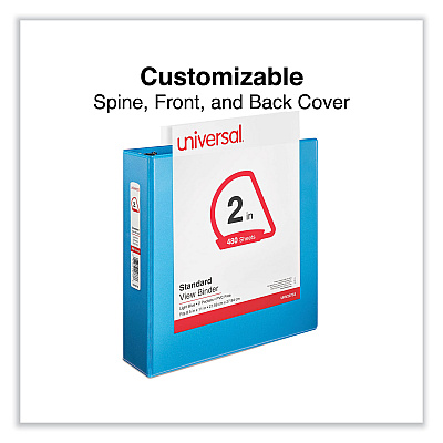 Universal Slant D-Ring View Binder, 3 Rings, 2" Capacity, 11 x 8.5, Light Blue (UNV20733)
