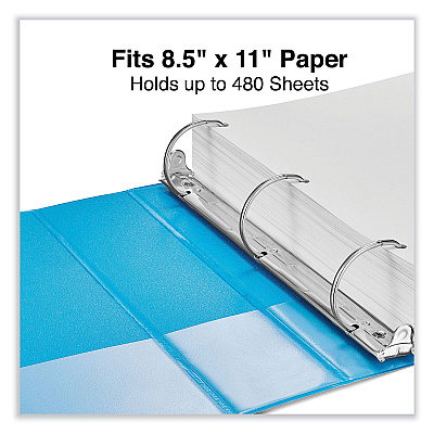 Universal Slant D-Ring View Binder, 3 Rings, 2" Capacity, 11 x 8.5, Light Blue (UNV20733)