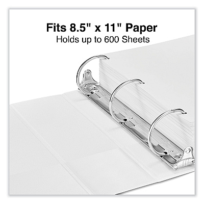 Universal Slant D-Ring View Binder, 3 Rings, 3" Capacity, 11 x 8.5, White (UNV20748)