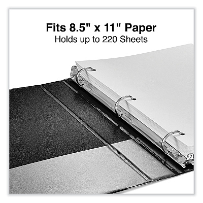 Universal Deluxe Non-View D-Ring Binder with Label Holder, 3 Rings, 1" Capacity, 11 x 8.5, Black (UNV20761)