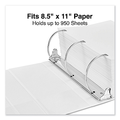 Universal Slant D-Ring View Binder, 3 Rings, 5" Capacity, 11 x 8.5, White (UNV20997)
