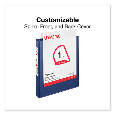 Universal Slant D-Ring View Binder, 3 Rings, 1" Capacity, 11 x 8.5, Navy Blue (UNV207410)