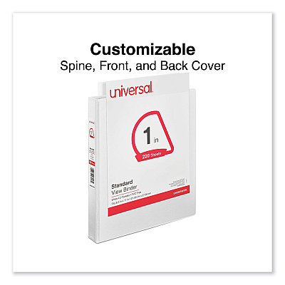 Universal Slant D-Ring View Binder, 3 Rings, 1" Capacity, 11 x 8.5, White, 12/Carton (UNV207421PK)