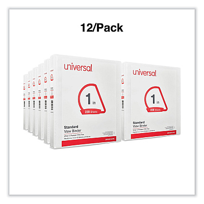 Universal Slant D-Ring View Binder, 3 Rings, 1" Capacity, 11 x 8.5, White, 12/Carton (UNV207421PK)