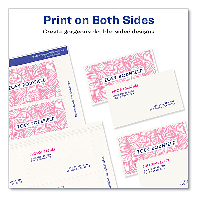 Avery Printable Microperforated Business Cards w/Sure Feed Technology, Inkjet, 2 x 3.5, White, 1,000 Cards, 10/Sheet, 100 Sheets/Bx (AVE8471)