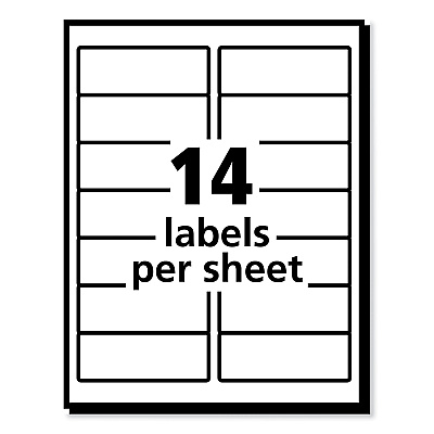 PRES-a-ply Labels, Laser Printers, 1.33 x 4, White, 14/Sheet, 100 Sheets/Box (AVE30602)