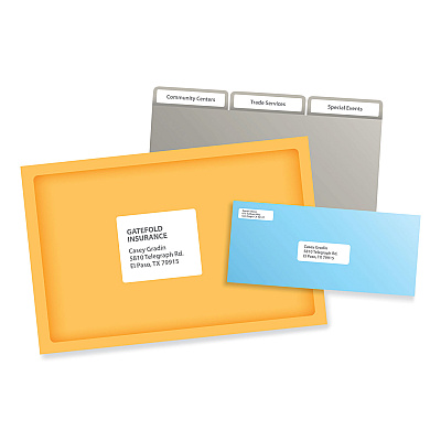 PRES-a-ply Labels, Laser Printers, 1.33 x 4, White, 14/Sheet, 100 Sheets/Box (AVE30602)