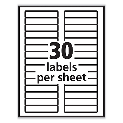 PRES-a-ply Labels, 0.66 x 3.44, White, 30/Sheet, 50 Sheets/Box (AVE30632)