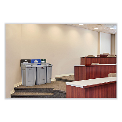 Rubbermaid Commercial Slim Jim Recycling Station 1-Stream, Mixed Recycling Station, 33 gal, Resin, Gray (RCP2171557)