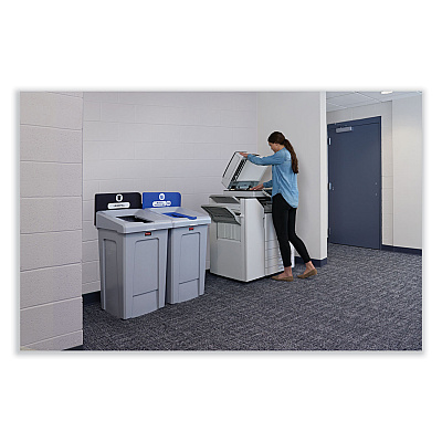Rubbermaid Commercial Slim Jim Recycling Station 1-Stream, Mixed Recycling Station, 33 gal, Resin, Gray (RCP2171557)