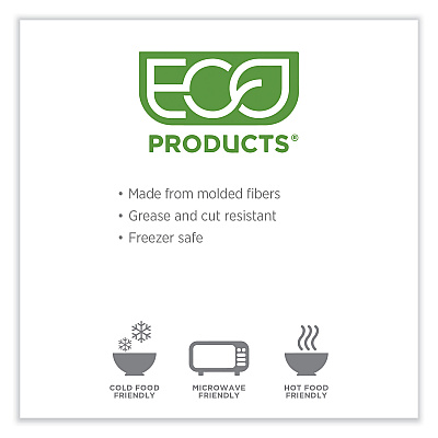Eco-Products WorldView Renewable Sugarcane Containers, 10.47 x 10.47 x 1.76, White, 200/Carton (ECOEPSCRC107)