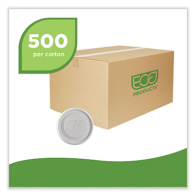 Eco-Products Evolution World EcoLid 25% Recycled Food Container Lid, Fits 12 to 32 oz Containers, White, Plastic, 500/Carton (ECOEPBRSCLIDL)