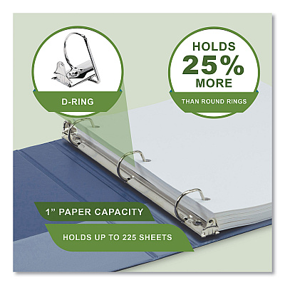 Samsill Earth's Choice Plant-Based BOHO D-Ring View Binders, 1" Capacity, 11 x 8.5, Indigo, 2/Pack (SAMU69341)