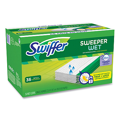 Swiffer Wet Refill Cloths, 10 x 8, Lavender Vanilla and Comfort, White, 36/Carton (PGC55311)