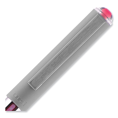 uniball VISION Roller Ball Pen, Stick, Fine 0.7 mm, Pink Ink, Silver/Pink/Clear Barrel, Dozen (UBC60384)