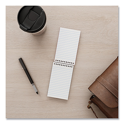 Universal Wirebound Memo Pad with Coil-Lock Wire Binding, Narrow Rule, Orange Cover, 50 White 3 x 5 Sheets, 12/Pack (UNV20435)
