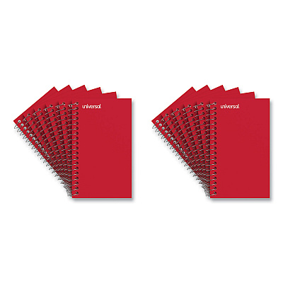 Universal Wirebound Memo Book, Narrow Rule, Red Cover, (50) 5 x 3 Sheets, 12/Pack (UNV20453)